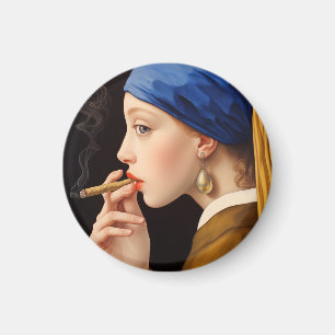 Íman Garota de Vermeer com Pérolas Comendo Fumar