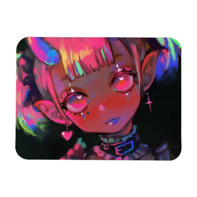 Íman Garota Demonio Kawaii Neon Pastel Goth (Horizontal)
