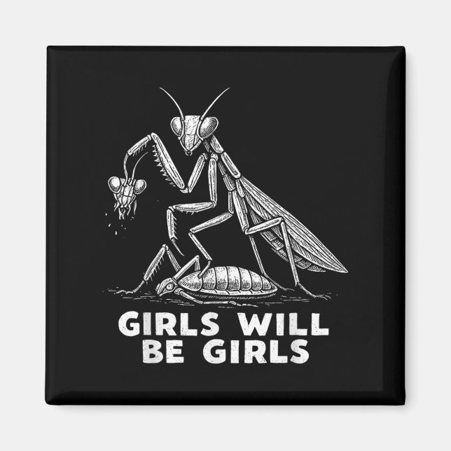 Íman Garota Engraçada Será Meninas Rezando Mantis Tee (Frente)