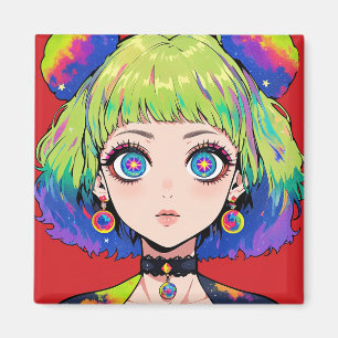 Íman Garota Espacial Glitchcore Com Olhos Estrela