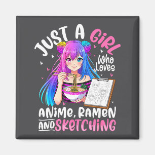 Íman Garota Fofa Ama Desenho de Ramen de Anime