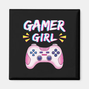 Íman Garota Gamer Controle Rosa Fofo Garota de Videogam