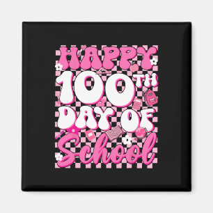Íman Garota Groovy Xadrez Feliz 100º Dia De Escola Ki