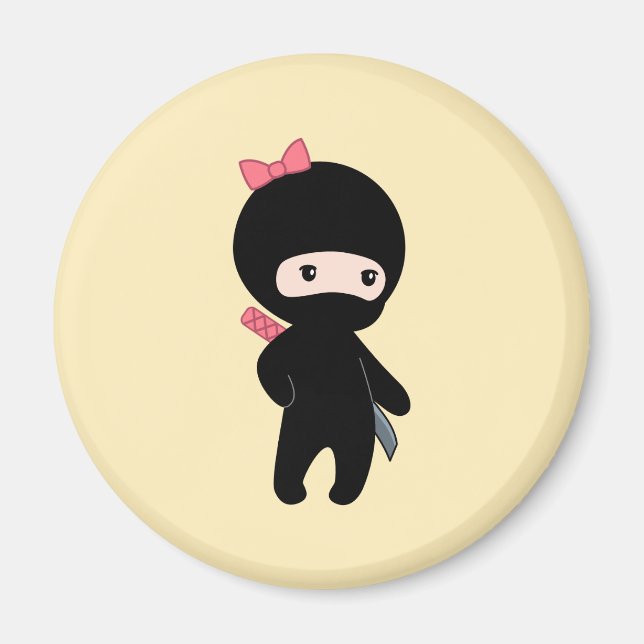 Íman Garota Ninja Pequena em Amarelo (Frente)