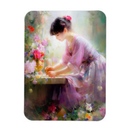 Íman Garota no Jardim Flor