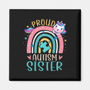Íman Garota Orgulhosa Autismo Irmã Consciência Unicórni
