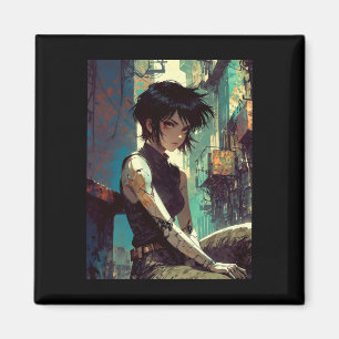 Íman Garota Retro Anime Cyberpunk Guerreira Futuro Dist
