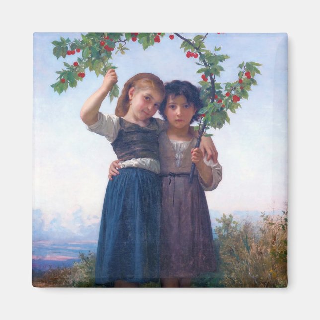 Íman Garotas com o Ramal de Cereja, Bouguereau (Frente)