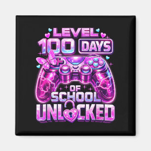 Íman Garotas gamer rosa nível 100 dias de escola desblo