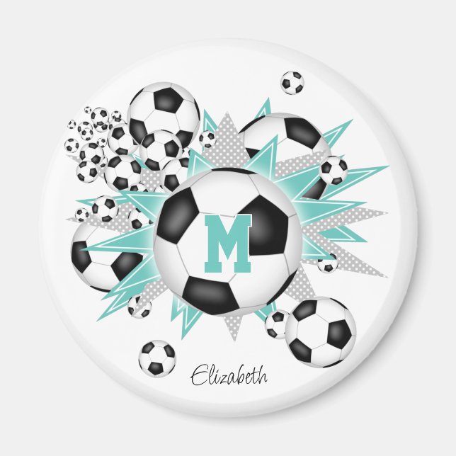 Íman garotas personalizadas bolas de futebol estrelas l (Frente)