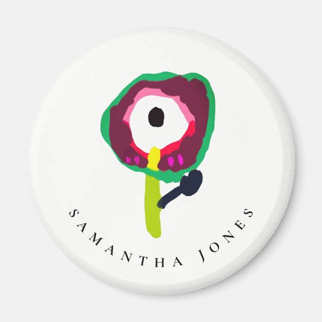 Íman Garoto Bonito Desenhado Verde Cor-de-Rosa (Frente)