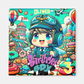 Íman Garoto-Piloto Bonito de Aniversário