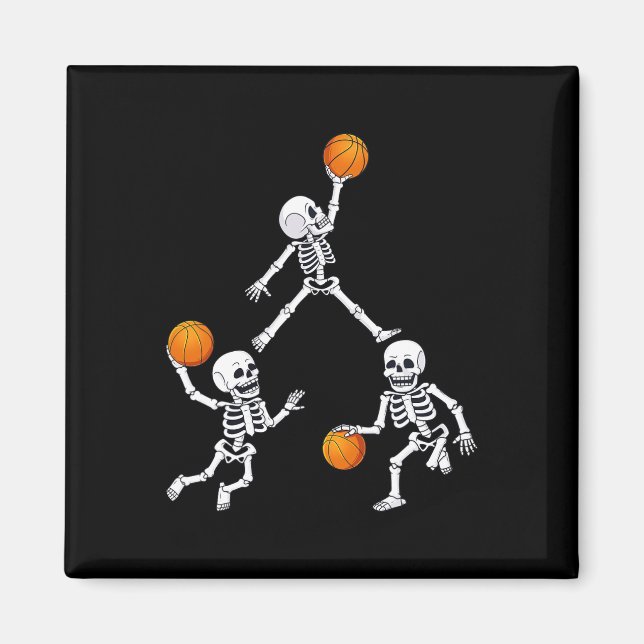 Íman Garotos De Bolhas De Halloween Skeleton Dunking (Frente)