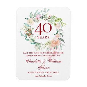Íman Garrafa de Rosas 40º Aniversário Save the Date
