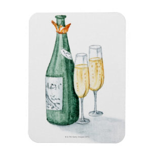 Íman Garrafas de Champagne e dois vidros