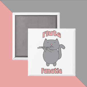 Íman Gata Cinza Rosa Fã de Flauta