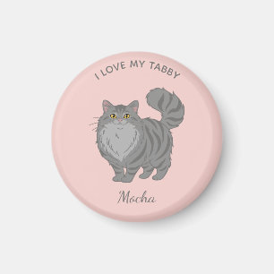 Íman Gata Cinza Tabby de Cabelo Comprido Mamãe Personal