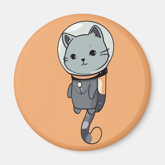 Íman Gatinho Astronauta Kawaii Fofo (Frente)
