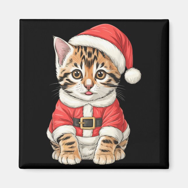 Íman Gatinho Bengal Santa de Natal Fofo  (Frente)