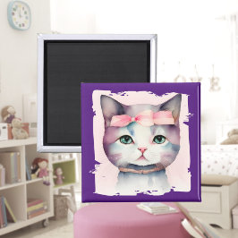 Íman Gatinho bonito com ímã de Arco rosa