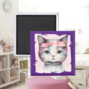 Íman Gatinho bonito com ímã de Arco rosa