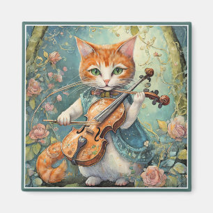 Íman Gatinho bonito tocando violino