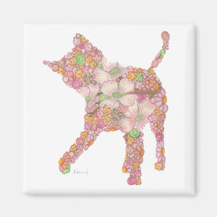 Íman Gatinho brincalhão no ímã cor-de-rosa