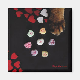 Íman Gatinho Candy Hearts Love Square Magnet