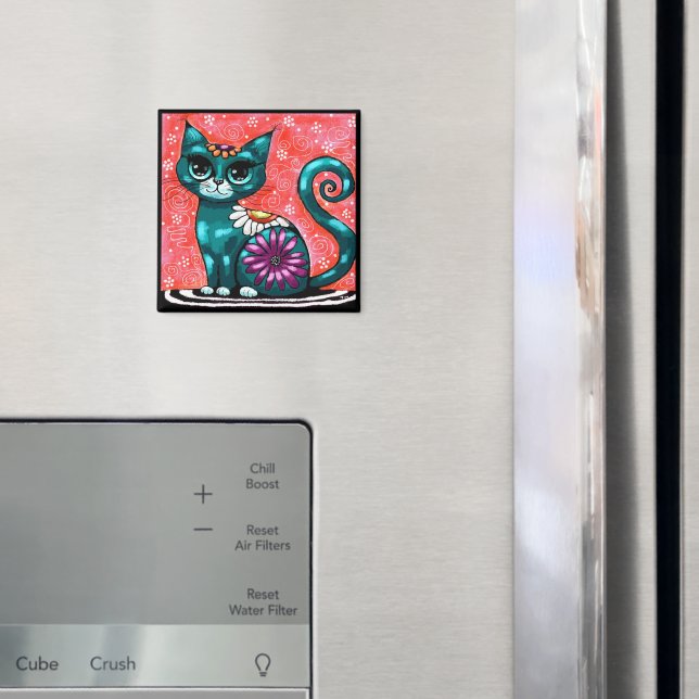 Íman Gatinho Caprichoso Sentado no Tapete Floral Turque (In Situ (Fridge))