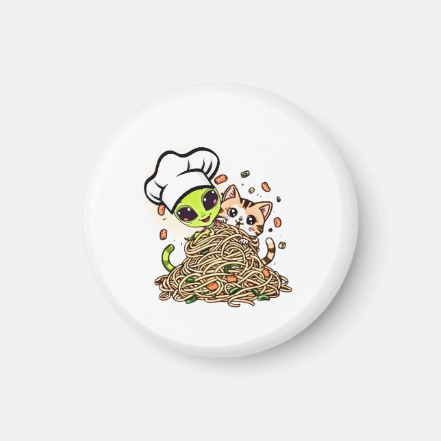 Íman Gatinho Chef Alien Adorável  (Frente)