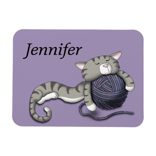 Íman Gatinho de cartum com esfera de fios (Horizontal)