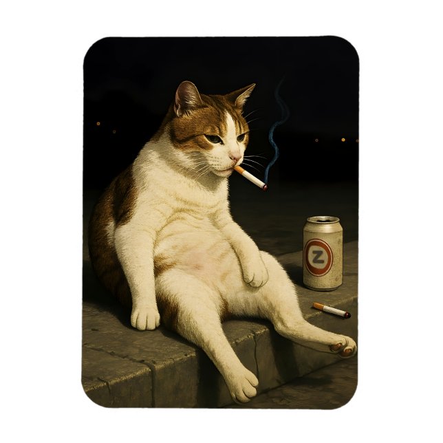 Íman Gatinho de Cigarro Meme Divertido de Gato Fumando  (Vertical)