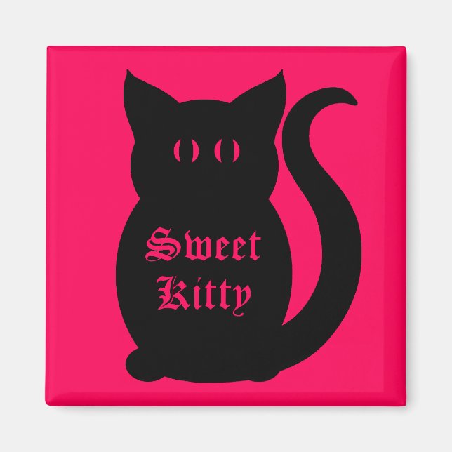 Íman Gatinho doce preto a rosa quente (Frente)