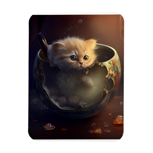 Íman Gatinho flexível num teacup (Vertical)