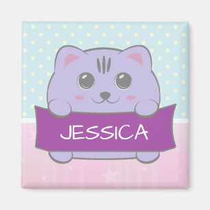 Íman Gatinho Fofo Personalizado com Bolinhas