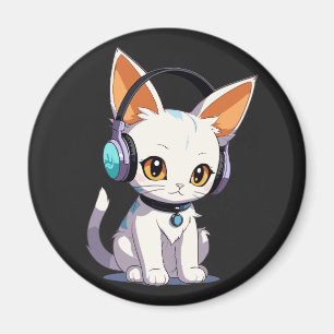 Íman Gatinho Kawaii em Fones de ouvido Na moda
