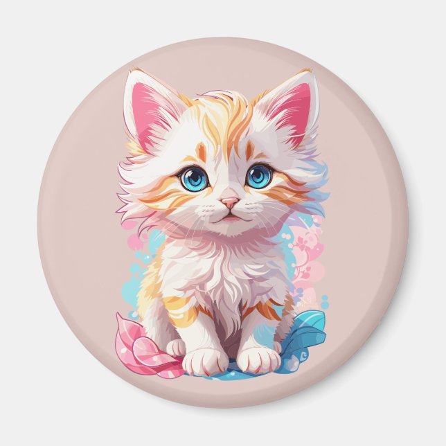 Íman Gatinho Kawaii Fofo Colorido (Frente)
