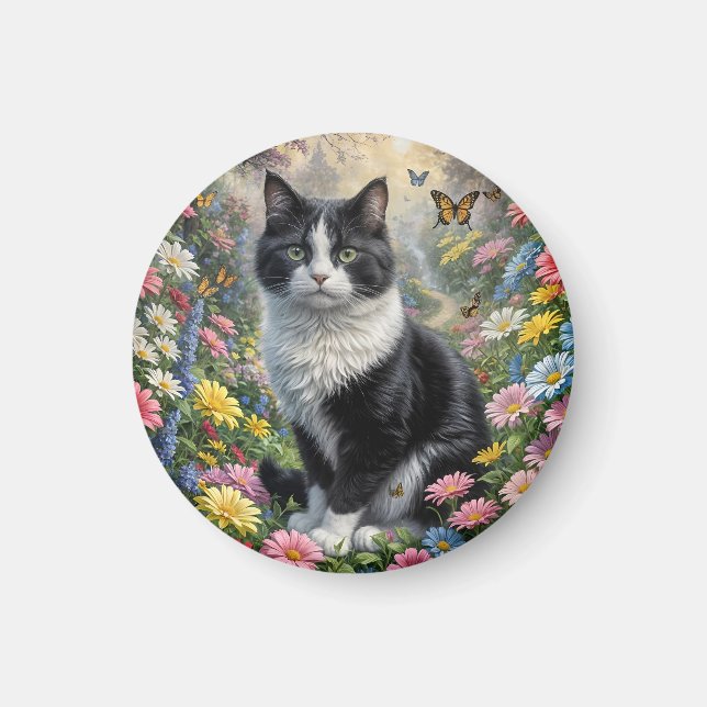 Íman Gatinho no jardim de flores (Frente)