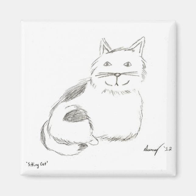 Íman Gatinho Sketch Magnet - Quadrado (Frente)