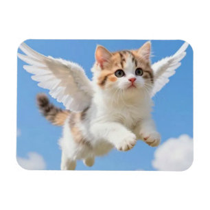 Íman Gatinho Voador Fofo Calico Tabby Céu Azul