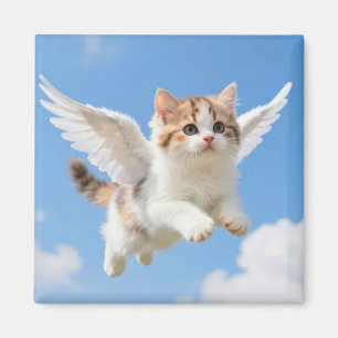Íman Gatinho Voador Fofo Calico Tabby Céu Azul