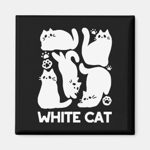 Íman Gatinhos Brancos Silhuettes - Design de Felinos Co
