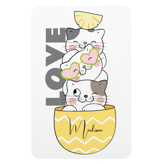 Íman Gatinhos de Cute de Nome Personalizado (Vertical)