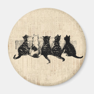 Íman Gatinhos Ilustrados com Fundo de Script de Tan