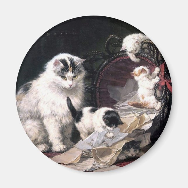 Íman Gatinhos malditos brincando com uma cesta adorável (Frente)