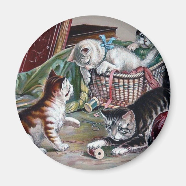 Íman gatinhos malditos que brincam com fios de arte ant (Frente)