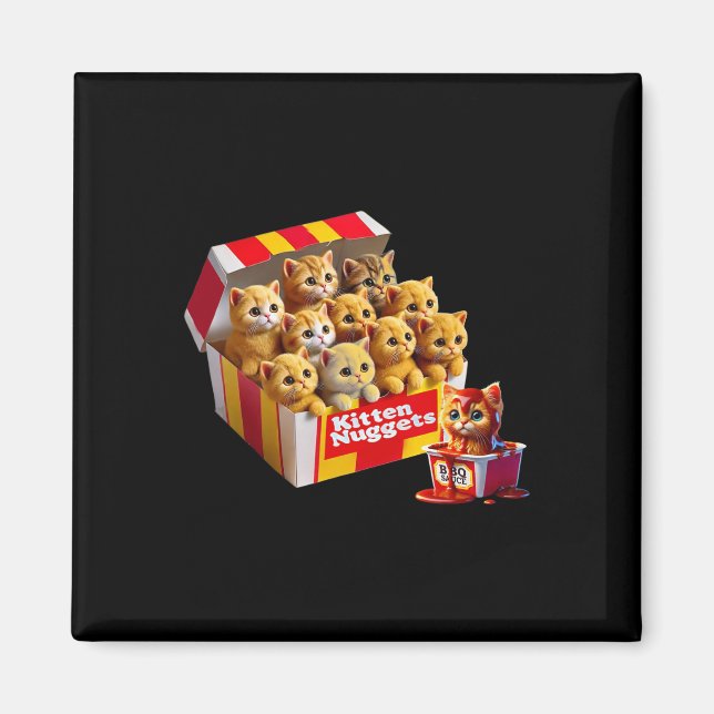 Íman Gatinhos Nuggets Gato Lover Gift Comida Pun Galinh (Frente)