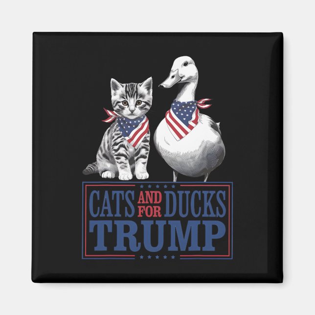 Íman Gatinhos Para Trump 2024 Gatos E Patos Para Trump  (Frente)