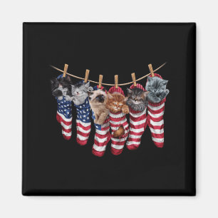 Íman Gatinhos Patrióticos Em Meias Da Bandeira American