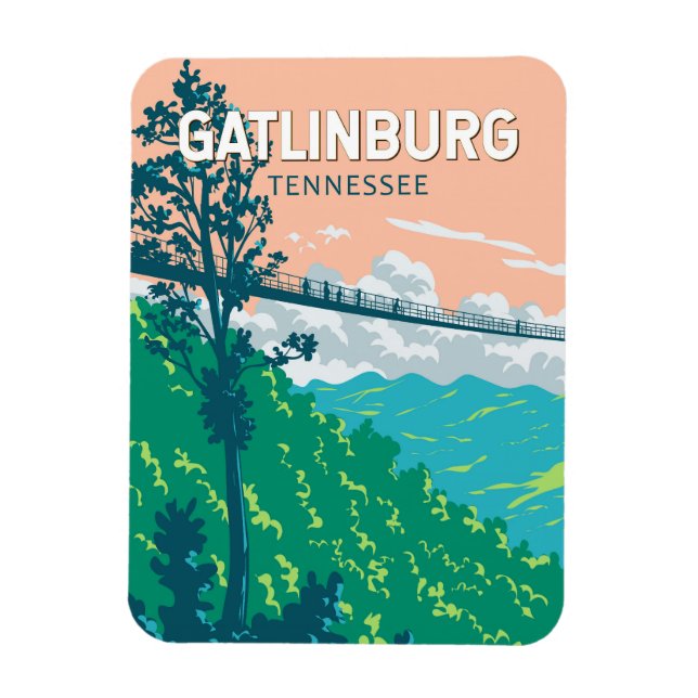 Íman Gatlinburg Tennessee Illustração Viagem Art (Vertical)